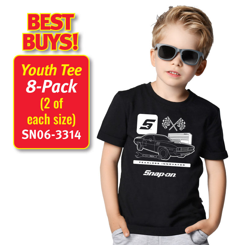 8 Pack YOUTH Fearless Innovator S/S T-SHIRT - BLACK