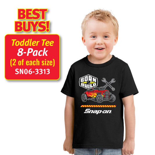 8 Pack TODDLER Born 2 Build S/S T-SHIRT - BLACK