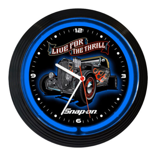 Live For the Thrill Neon Clock  - Blue Neon/Black Frame